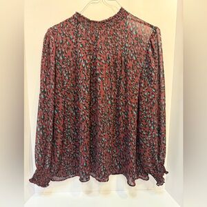 Zac & Rachel Black and Red Smocked Blouse